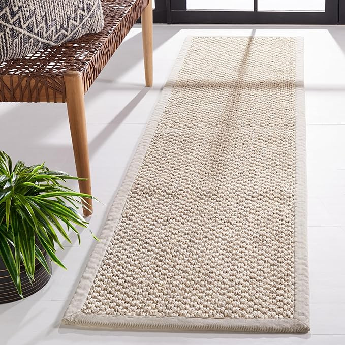 SAFAVIEH Natural Fiber Collection Runner Rug - 2'6" x 14', Marble, Sisal, Woven Design with Borde... | Amazon (US)