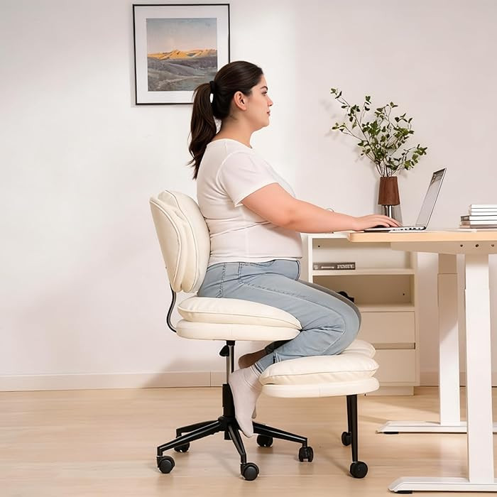 Extra-Wide & Tall Cross-Legged Office Chair – Deeply-Padded Cloud Seat, Ergonomic Back Support,... | Amazon (US)