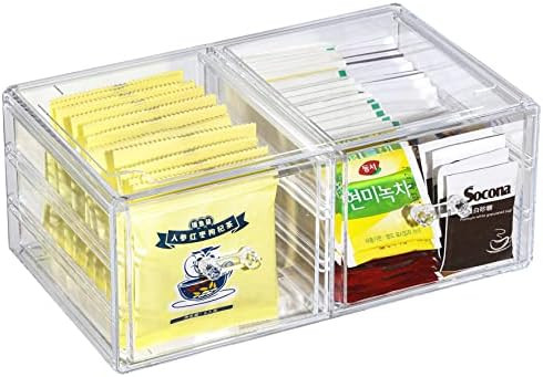 Medicine Organizers and Storage Clear Stackable Storage Bins With 2 Deawers For Jewelry Hair Acce... | Amazon (US)