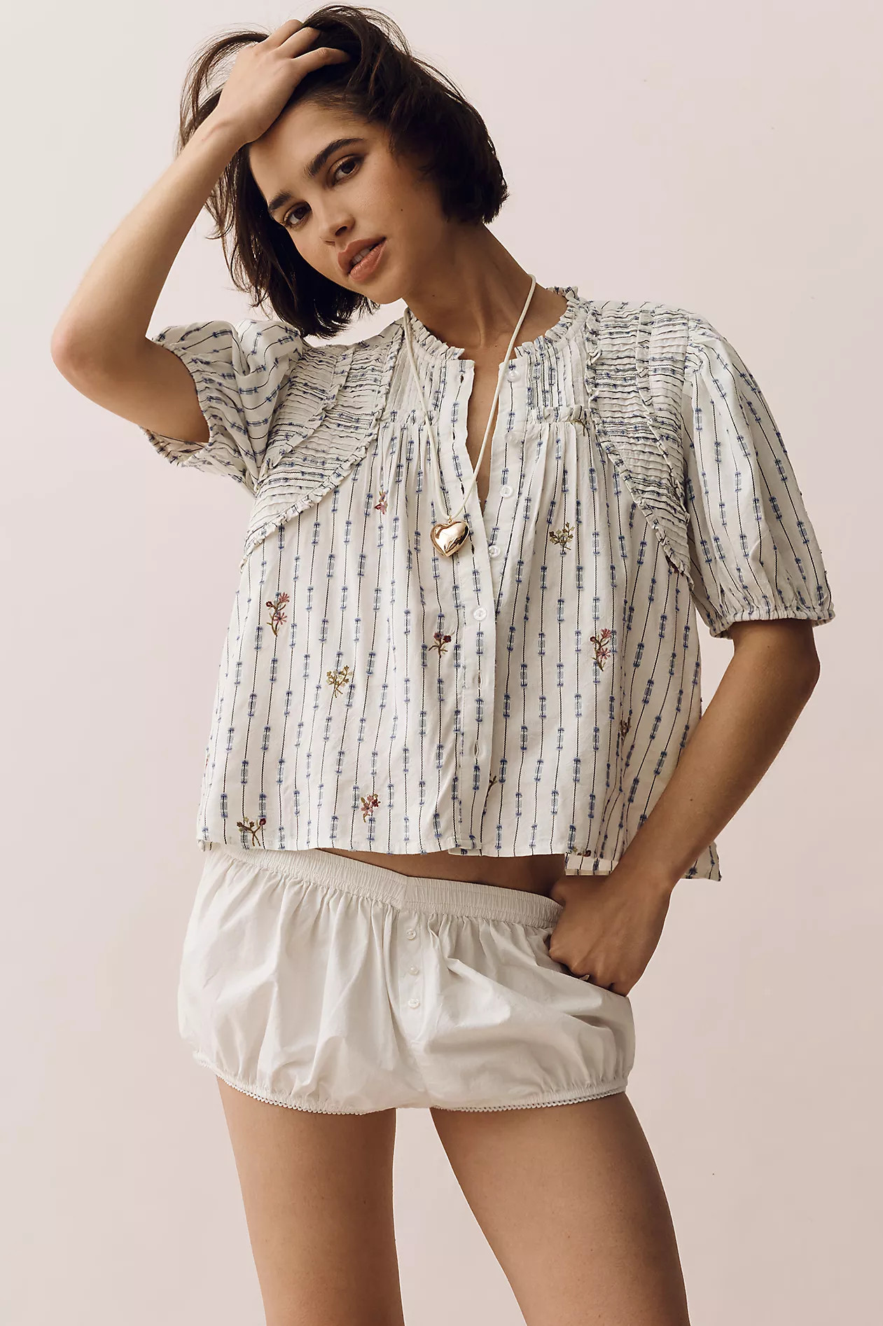 By Anthropologie Cotton Crop Swing Top | Anthropologie (US)