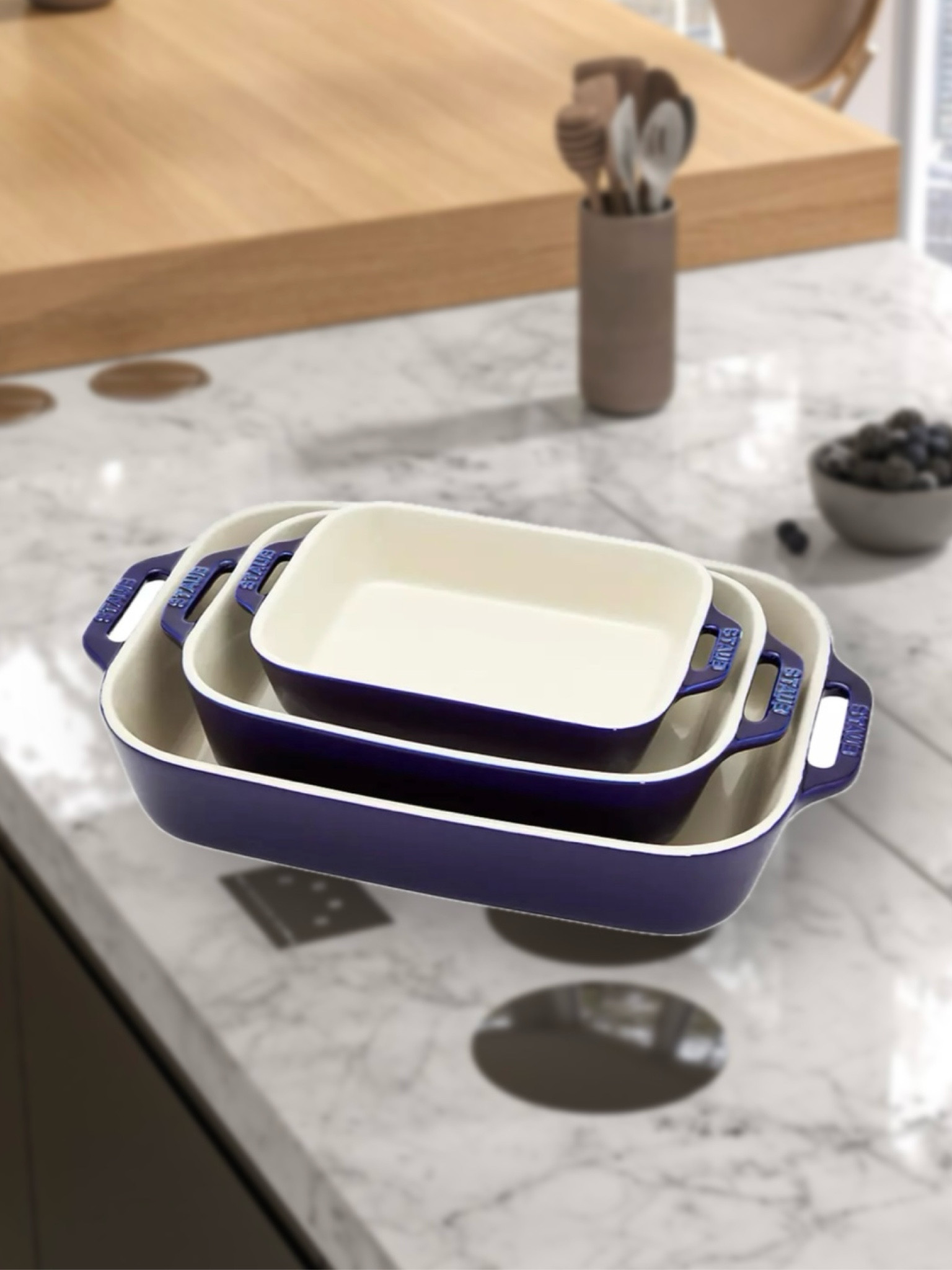 Beautiful Staub set of three stoneware baking dishes —  perfect for lasagna, casseroles, and desserts, as well as roasted meats and vegetables 🤍

#LTKfindsunder100 #LTKhome #LTKfamily