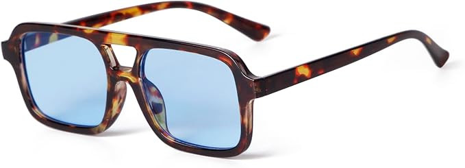 JUDOO Trendy Square Aviator Sunglasses for Women Retro 70s Plastic Frame Tinted Shades | Amazon (US)