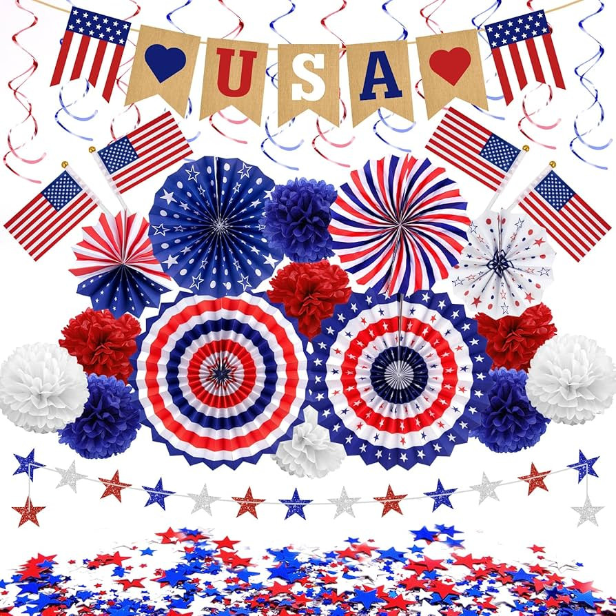 36PCS Patriotic Decorations, 4th/Fourth of July Independence Day Decorations Set, Red White and B... | Amazon (US)