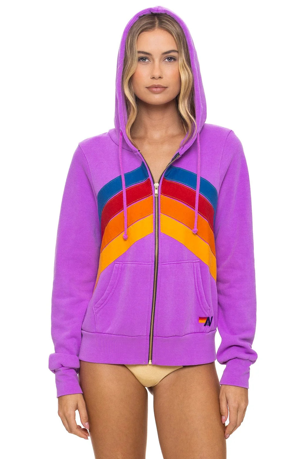 MOUNTAIN STITCH CHEVRON 4 ZIP HOODIE - NEON PURPLE | Aviator Nation