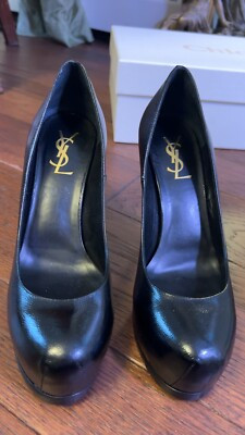 NEW YSL Yves Saint Laurent Women's Black Leather Pumps size 38 + Box & Dust Bag  | eBay | eBay US