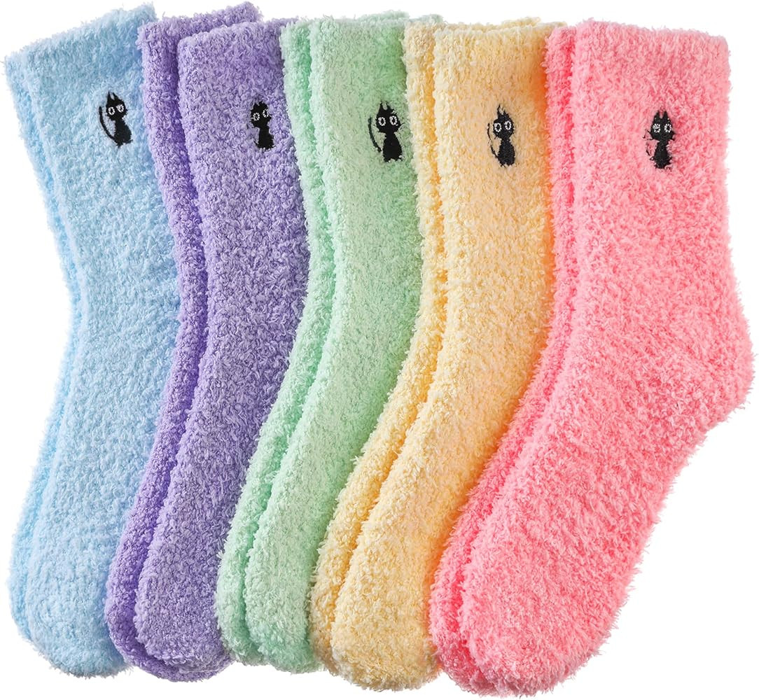 MQELONG Womens Super Soft Fuzzy Cozy Home Sleeping Socks Microfiber Winter Warm Slipper Socks | Amazon (US)