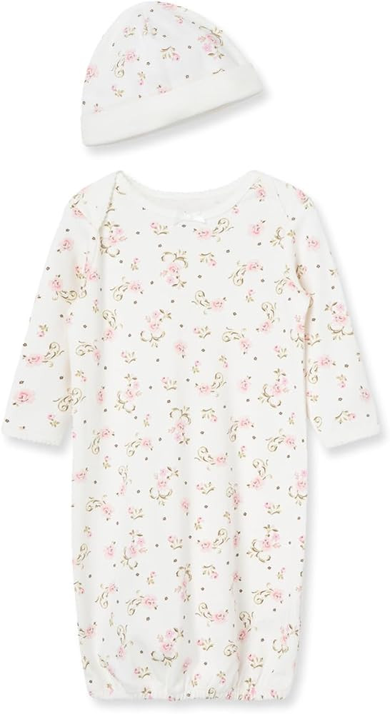 Little Me Clothes for Baby Girls' 2-Piece Nightgown and Cap Set 100% Cotton with Elastic Bottom, ... | Amazon (US)