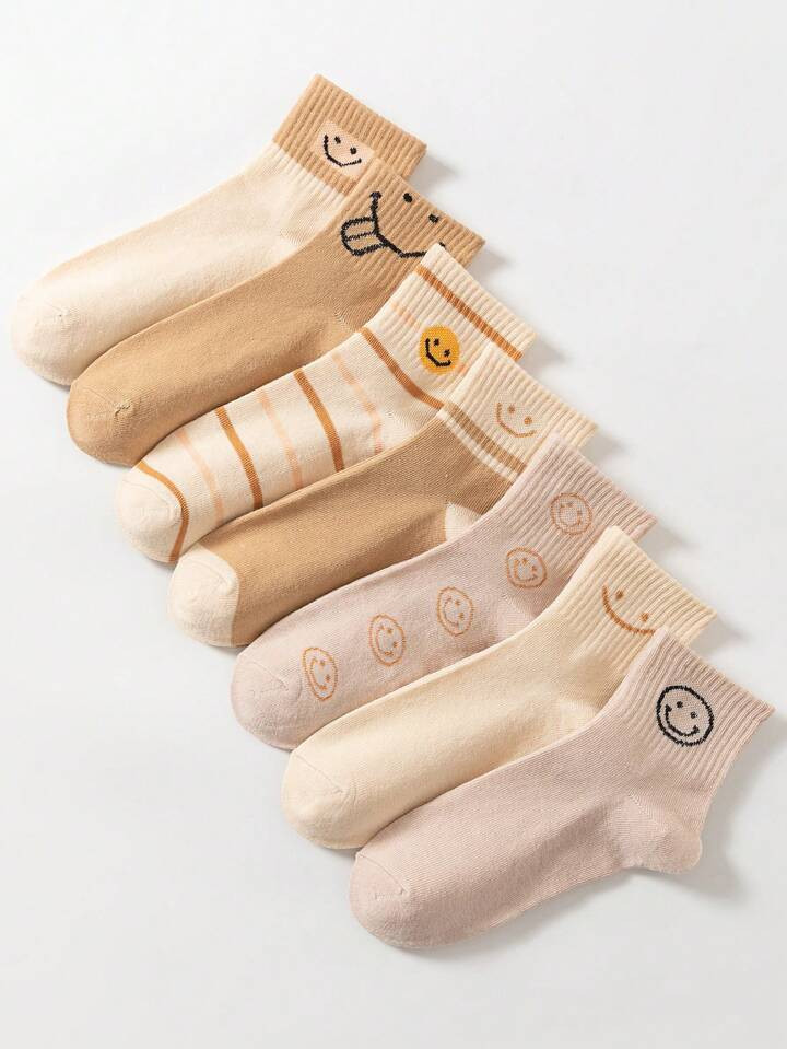 7pairs Cartoon Graphic Cute Crew Socks For Daily Life | SHEIN
