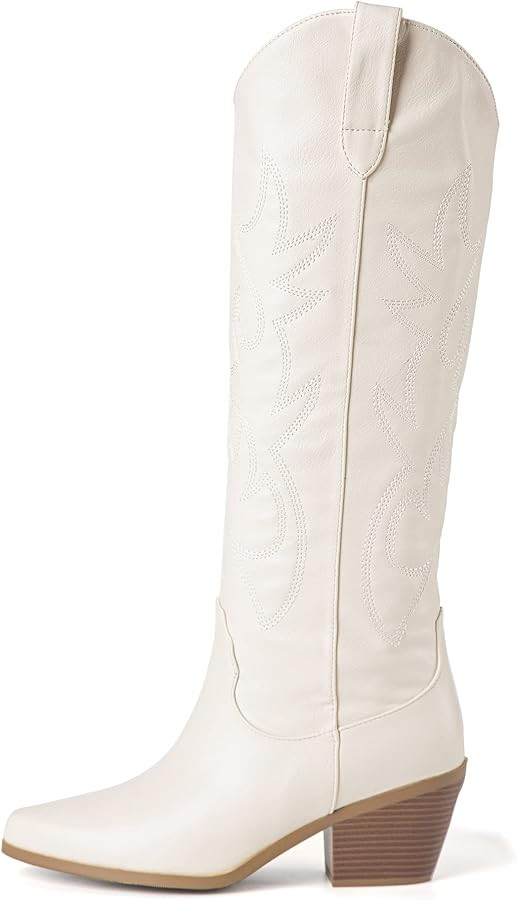 Cowboy Boots For Women -Wide Calf Knee High Cowgirl Boots Botas Vaqueras Para Mujer Classic Embro... | Amazon (US)