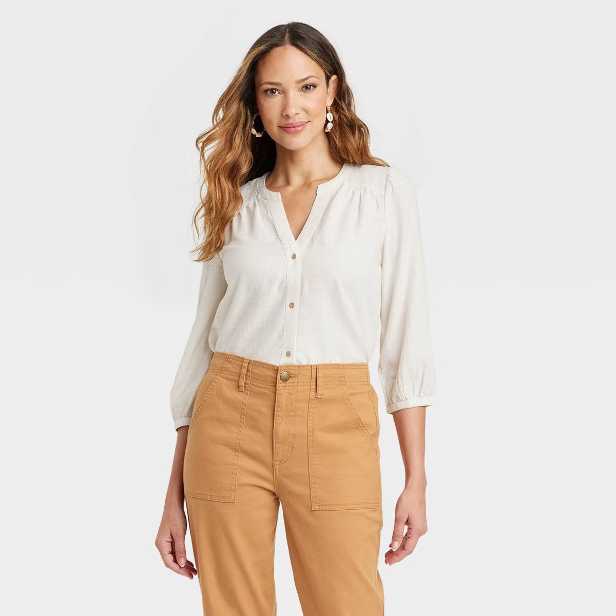 Women's 3/4 Sleeve V-Neck Blouse - Knox Rose™ | Target