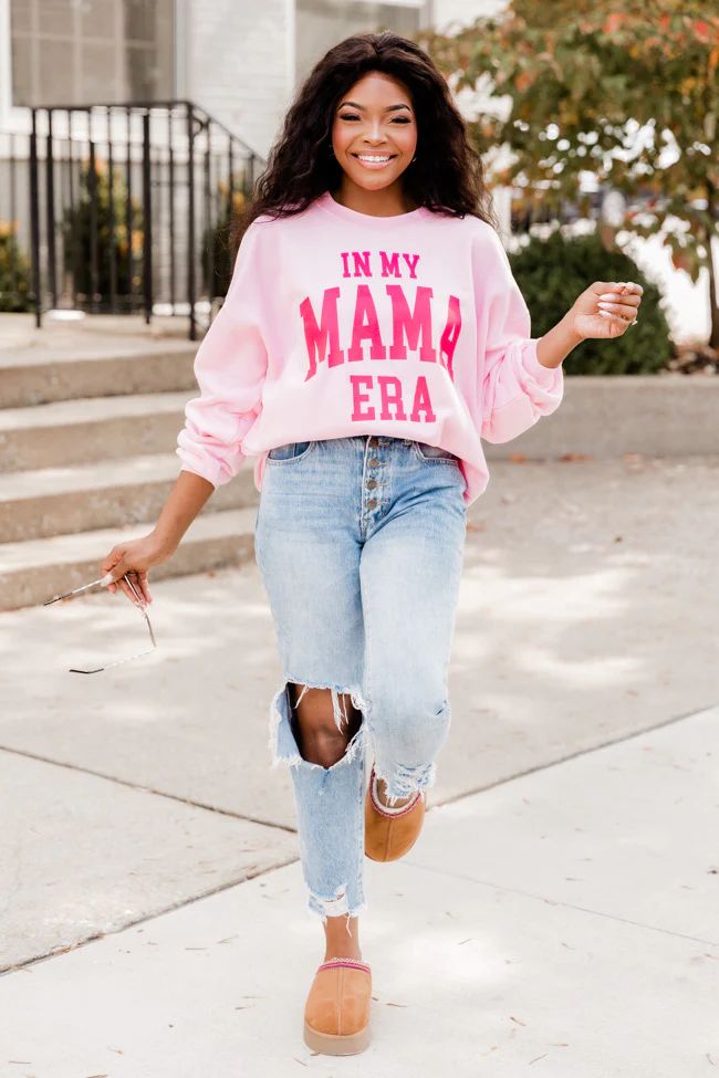 In My Mama Era Light Pink Oversized Graphic Sweatshirt SALE | Pink Lily