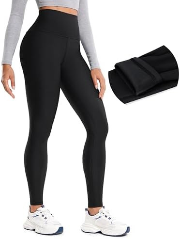 CRZ YOGA Womens Fleece Lined Leggings 28'' - Thermal Winter Warm Full Length Pants Casual Lounge ... | Amazon (US)