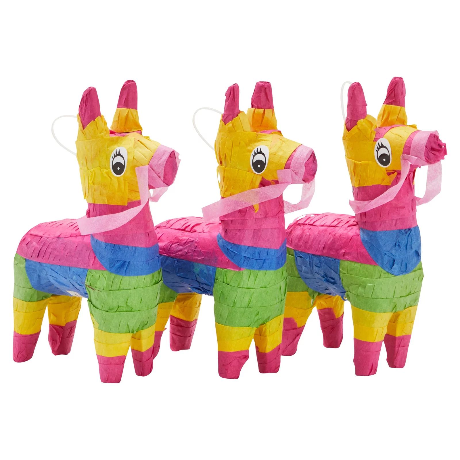 3 Pack Mini Rainbow Donkey Pinatas for Kids Cinco De Mayo Birthday Party, Mexican Fiesta Centerpi... | Walmart (US)