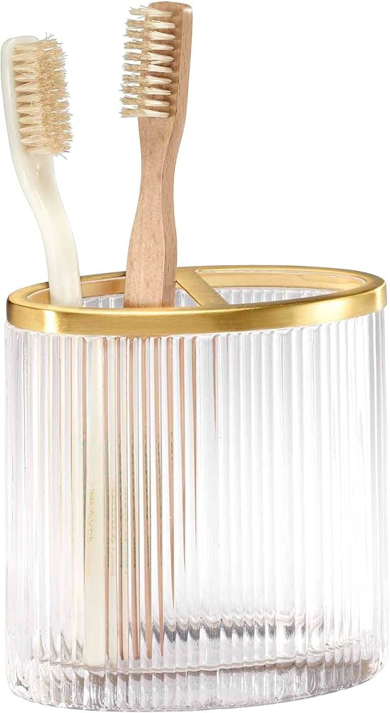 Nicole Miller - Toothbrush Holder, Glass Countertop Accessories, Dorm Room Essentials (Louise Col... | Amazon (US)