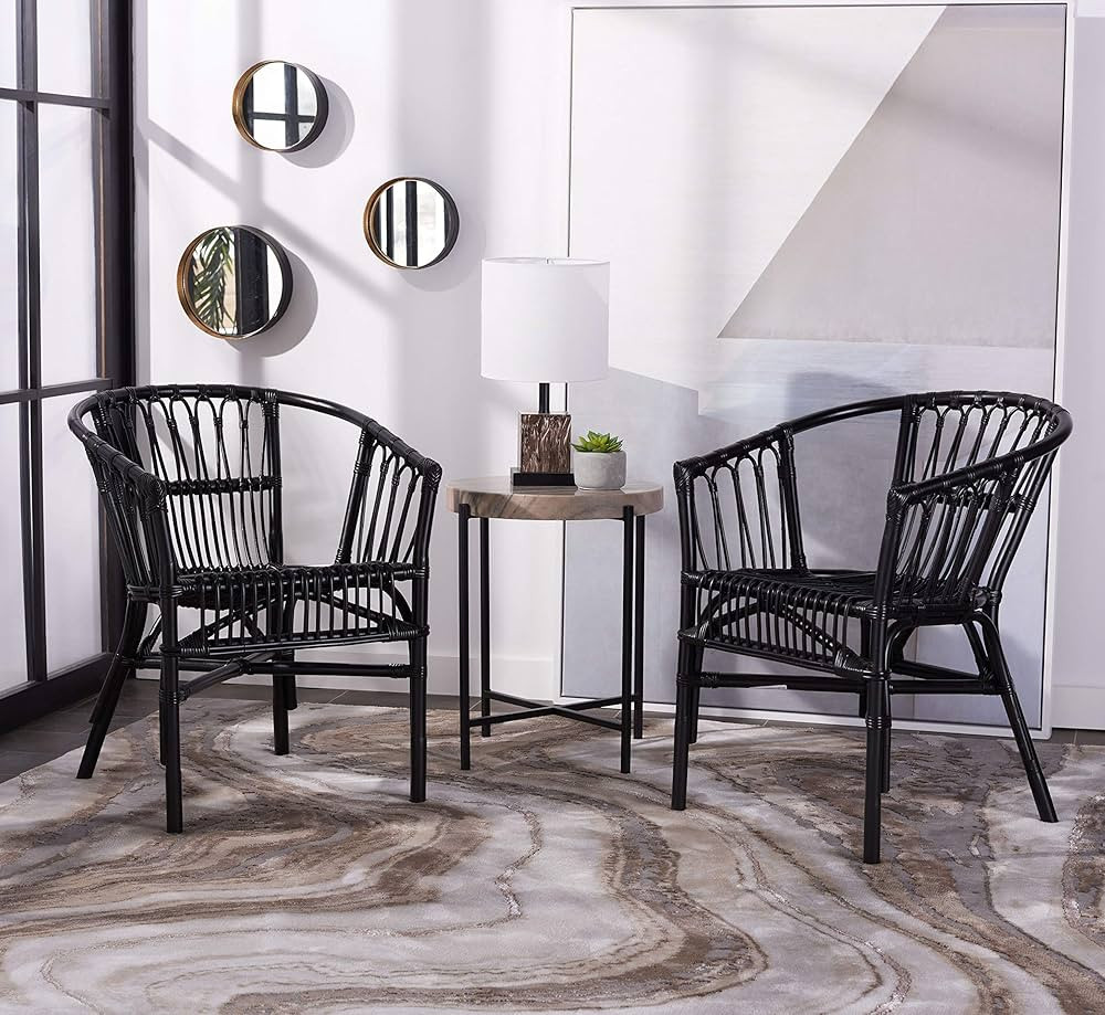 Safavieh Home Adriana Coastal Black Rattan (Set of 2) Accent Chair, 0 | Amazon (US)