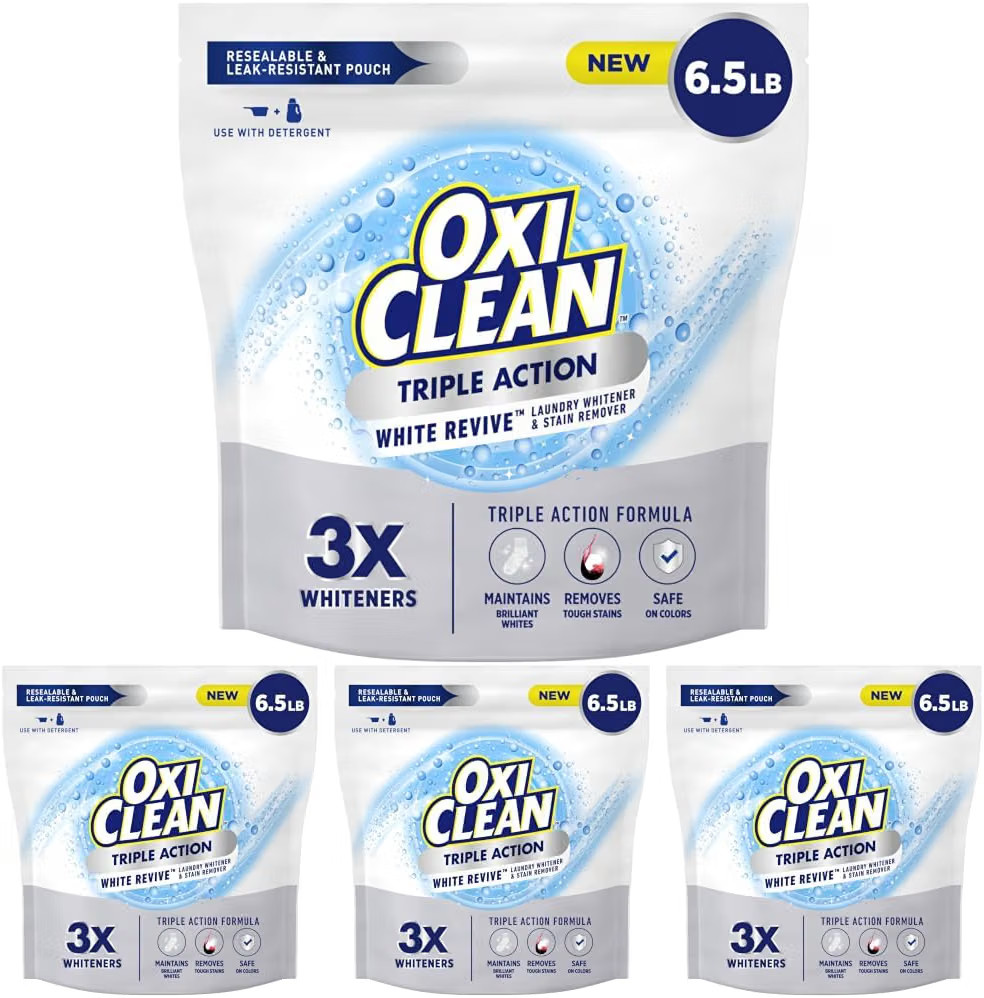 OxiClean Triple Action White Revive Laundry Whitener Powder, 104 Ounce (Pack of 4) | Amazon (US)