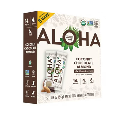 ALOHA Coconut Chocolate Almond Protein Bars - 9.88oz/5ct | Target