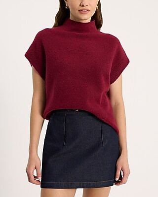 Mock Neck Cap Sleeve Sweater Vest | Express