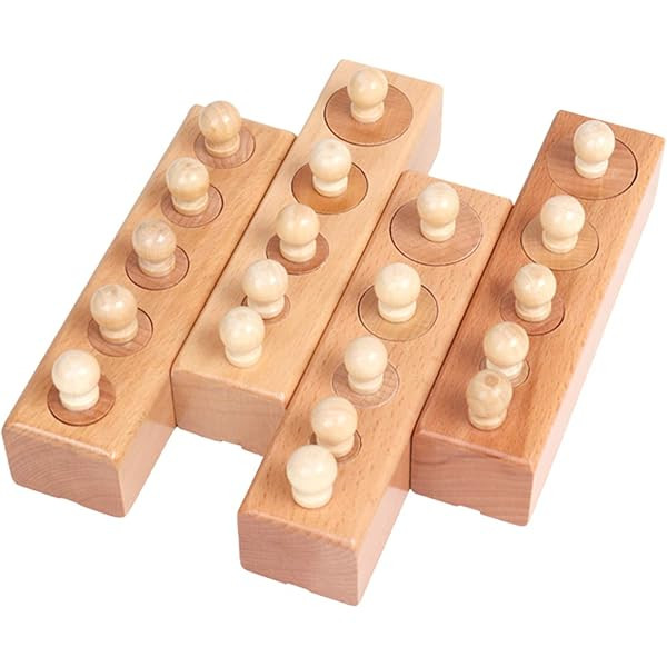 Adena Montessori Mini-Cylinder Block (Set of 4) Materials Sensorial Educational Tools Preschool Earl | Amazon (US)