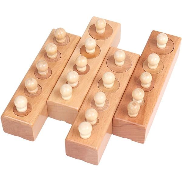 Adena Montessori Mini-Cylinder Block (Set of 4) Materials Sensorial Educational Tools Preschool Earl | Amazon (US)