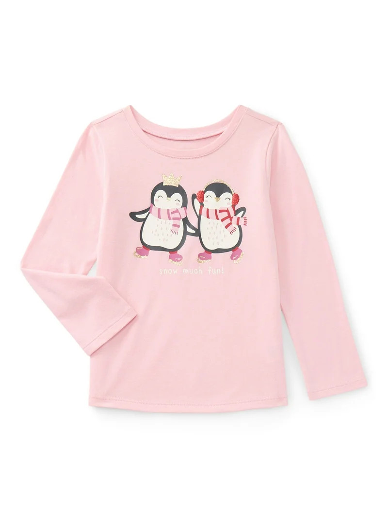 Garanimals Toddler Girls Holiday Graphic Tee with Long Sleeves, Sizes 18M-5T | Walmart (US)