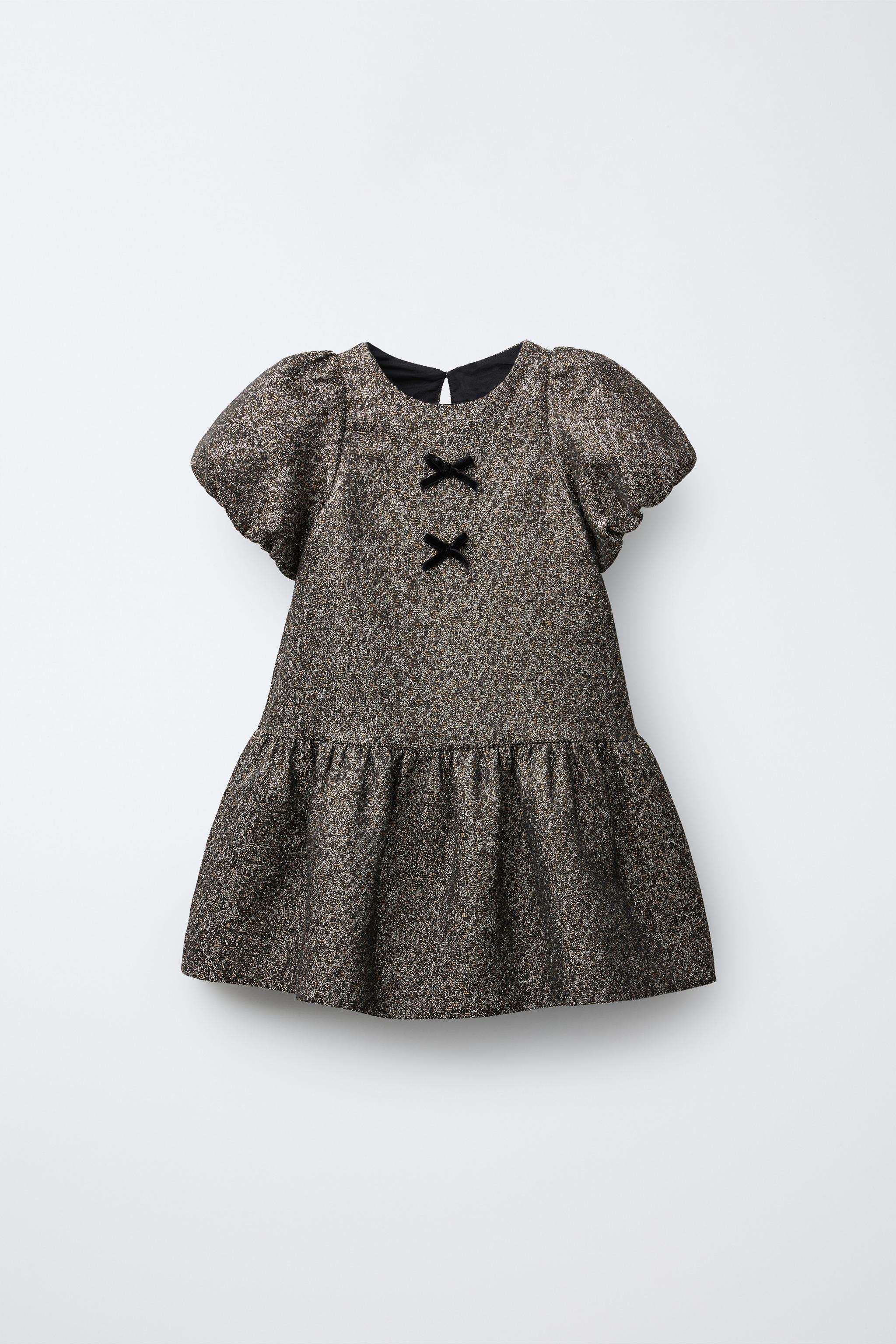 SPARKLY VELVET BOW DRESS | Zara Canada