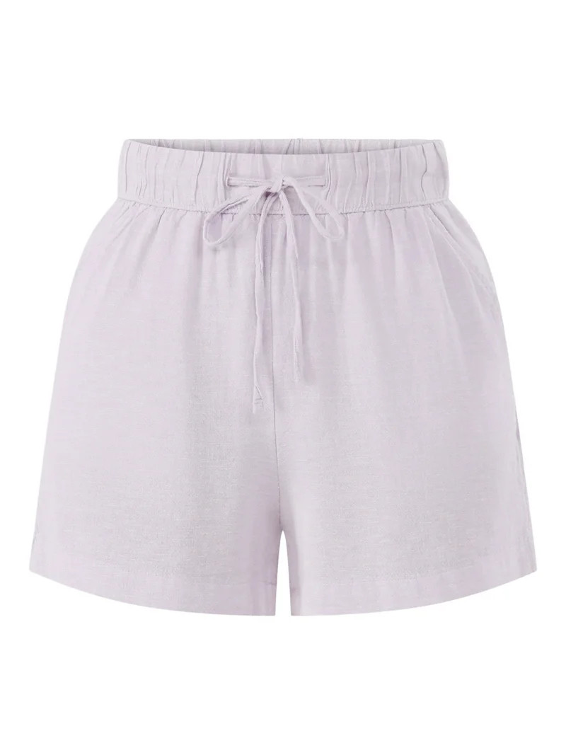 Time and Tru Women's Linen Blend Pull On Shorts, 3.5" Inseam, Sizes XS-XXXL | Walmart (US)