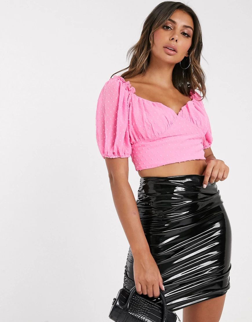Missguided milk maid crop top in pink dobby | ASOS (Global)