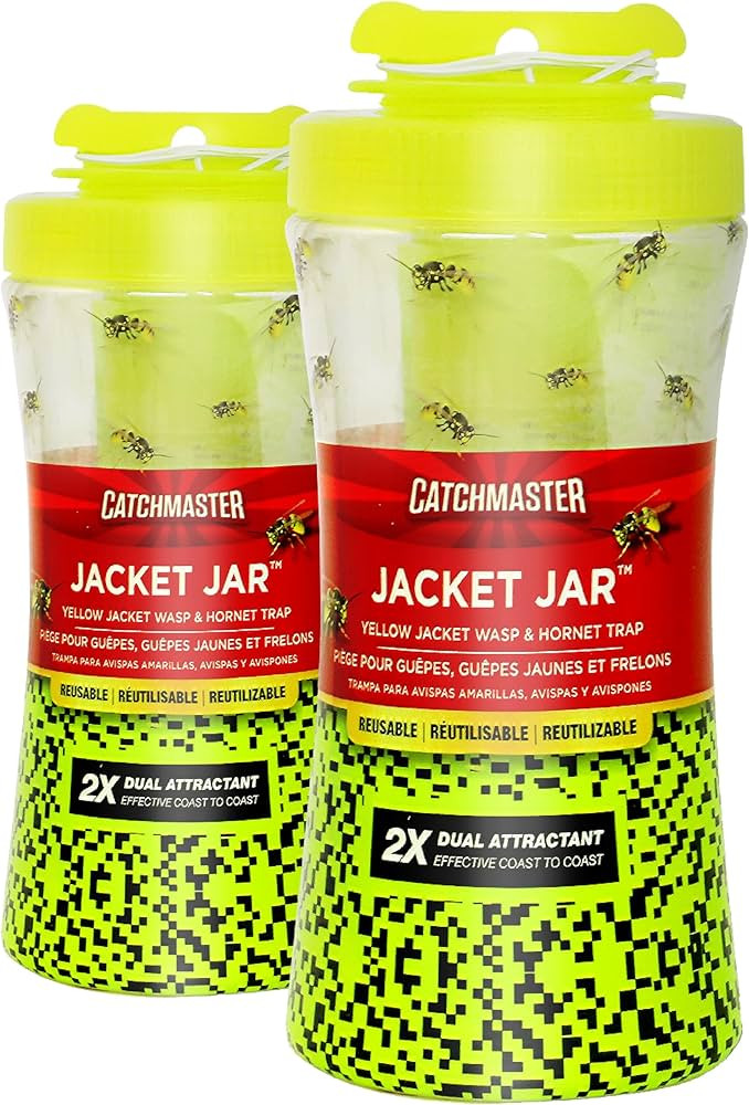 Catchmaster Yellow Jacket, Hornet, & Wasp Trap Jar 2-Pk, Reusable Bug Catcher with Attractant, Ou... | Amazon (US)