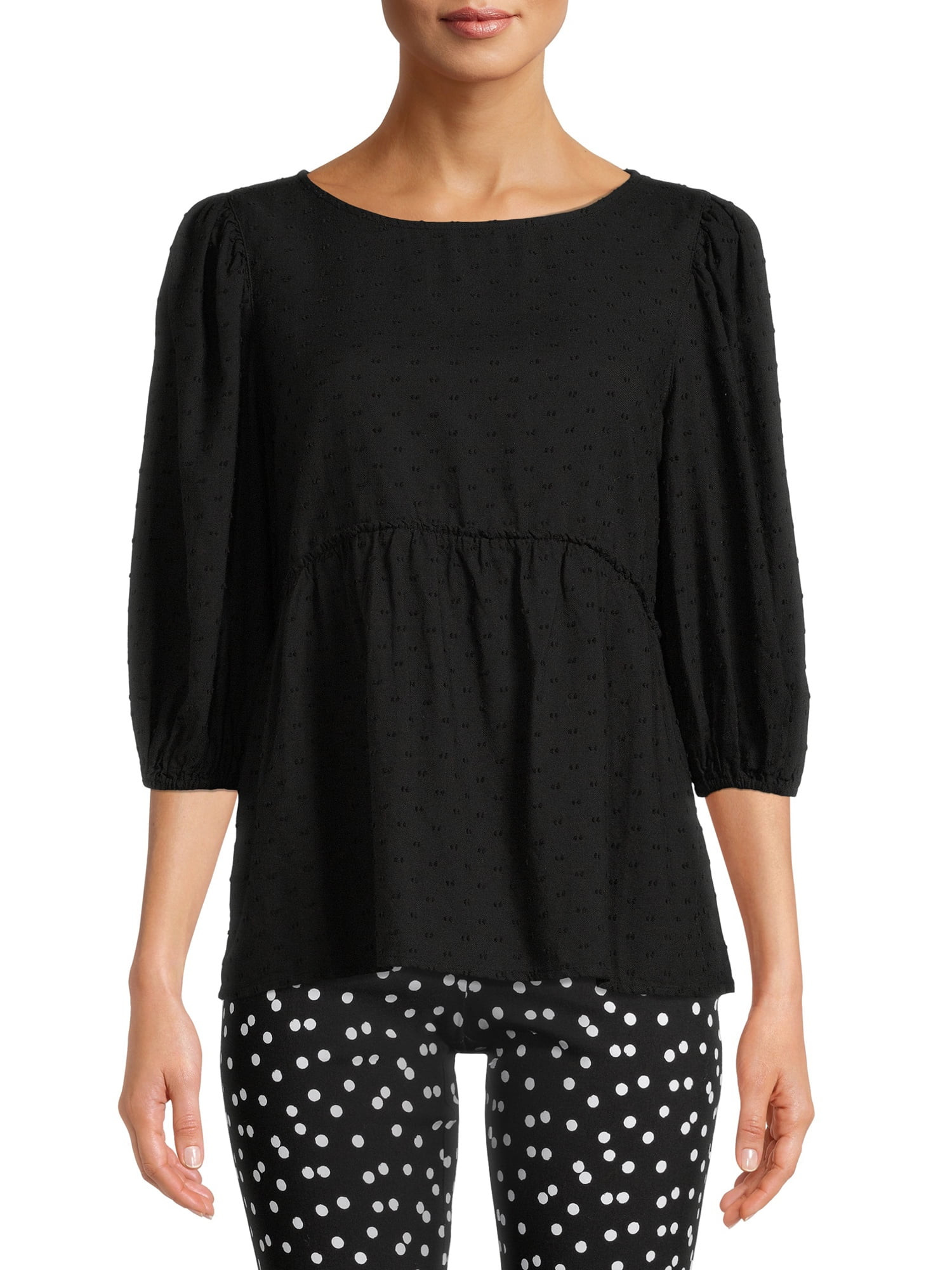 Time and Tru Women's Short Sleeve Textured Top - Walmart.com | Walmart (US)