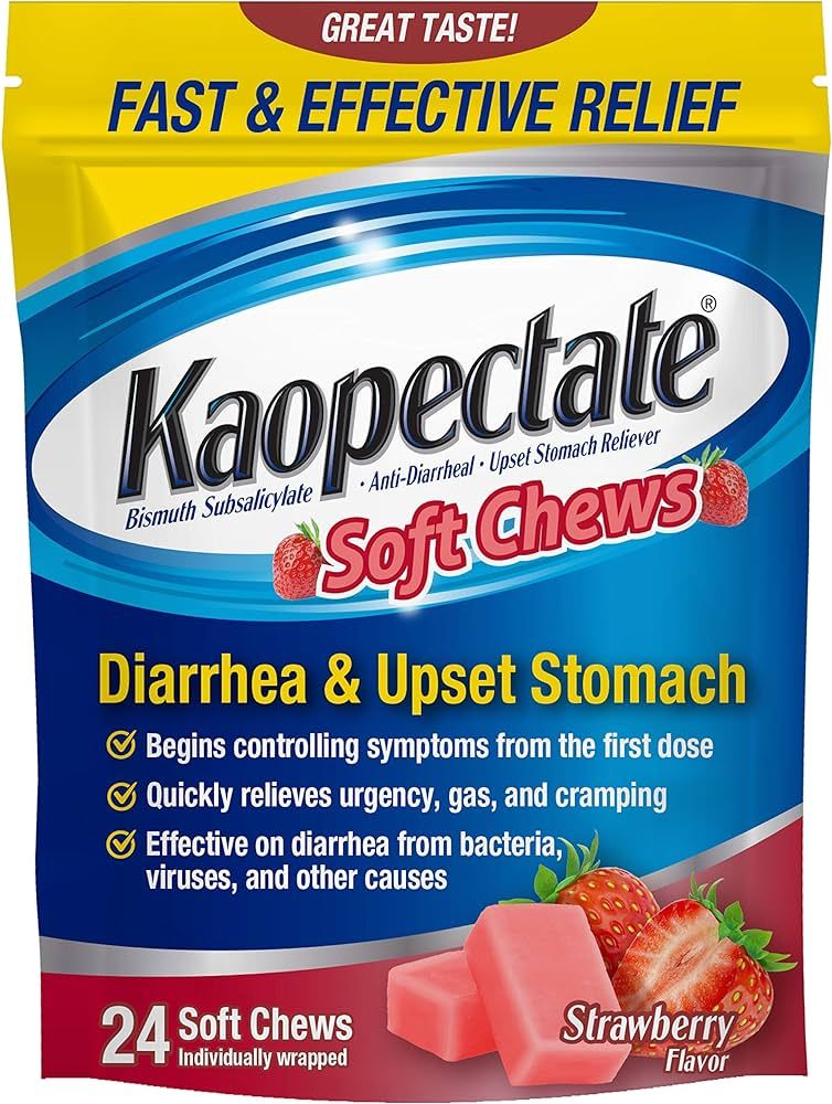 Kaopectate Soft Chews, Bismuth Subsalicylate, Anti-Diarrheal and Upset Stomach Reliever - 24 Coun... | Amazon (US)