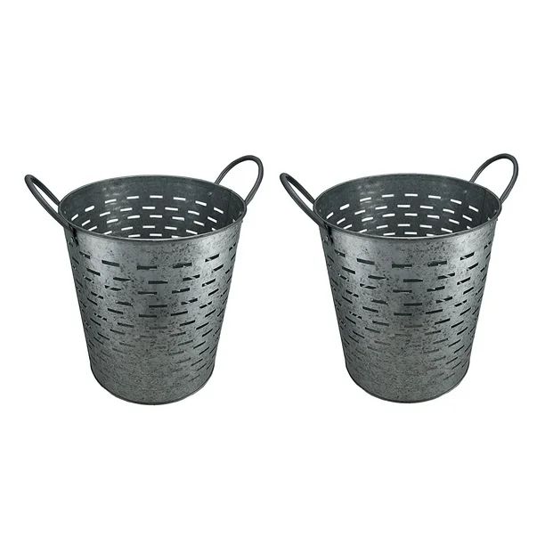 Set of 2 Galvanized Metal Olive Buckets w/Built-In Handles | Walmart (US)