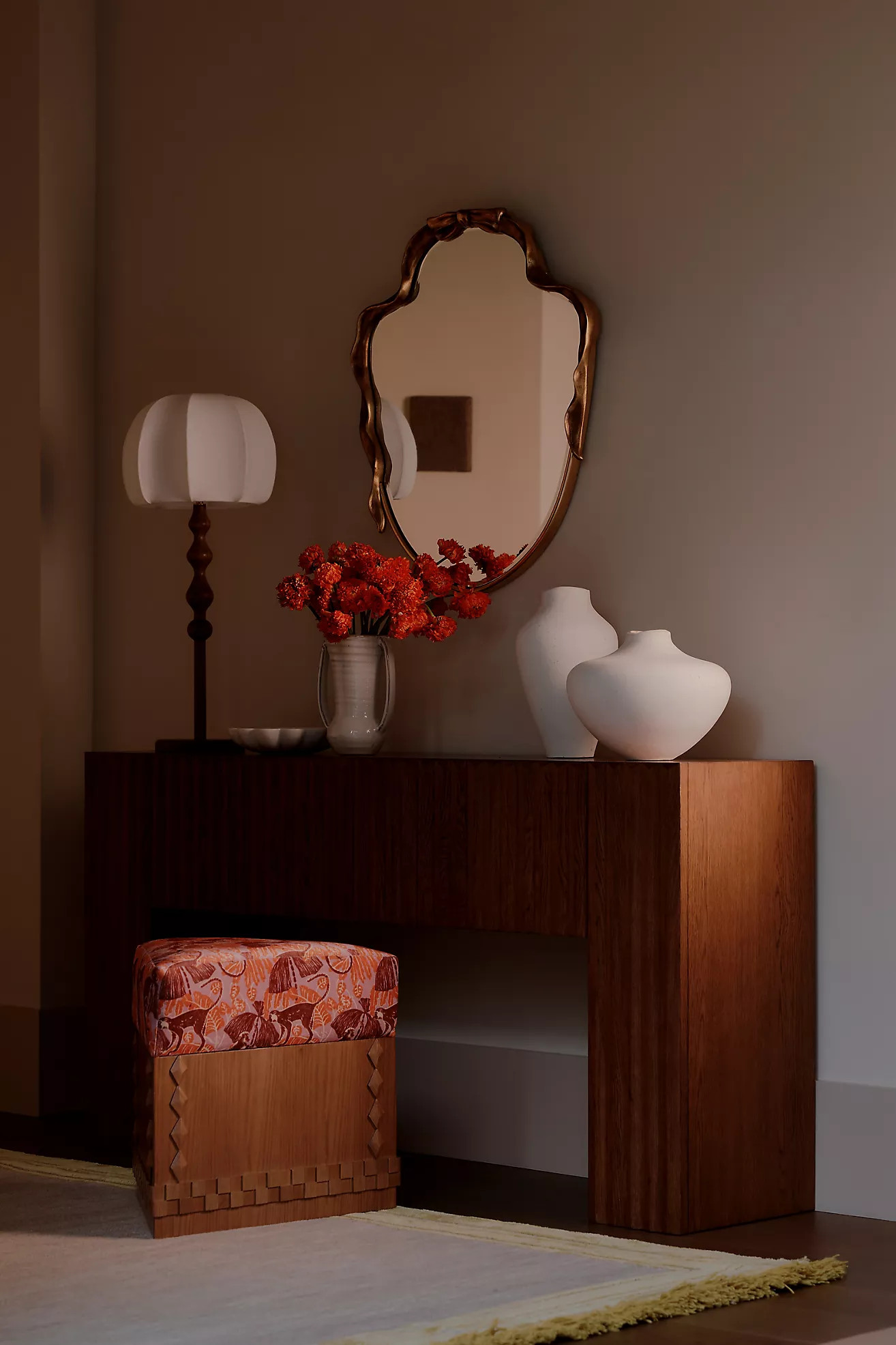 Omari Carved Oak Storage Console Table | Anthropologie (US)