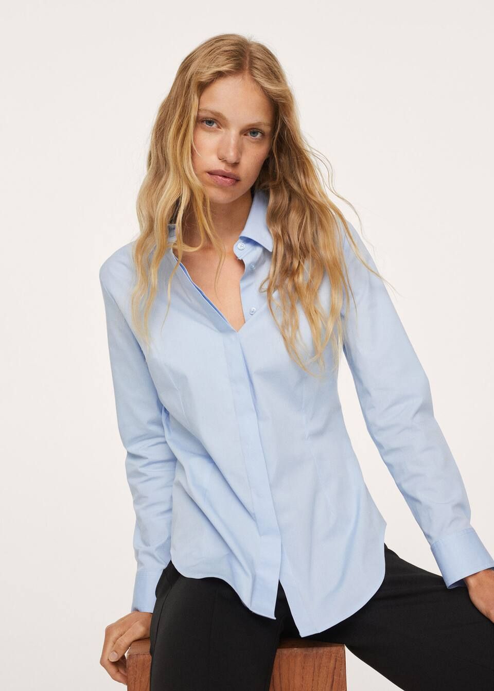 Essential cotton-blend shirt | MANGO (US)