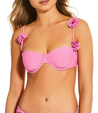 Gianni Bini Fabric Rosette Underwire Bralette Swim Top - XL | Dillard's