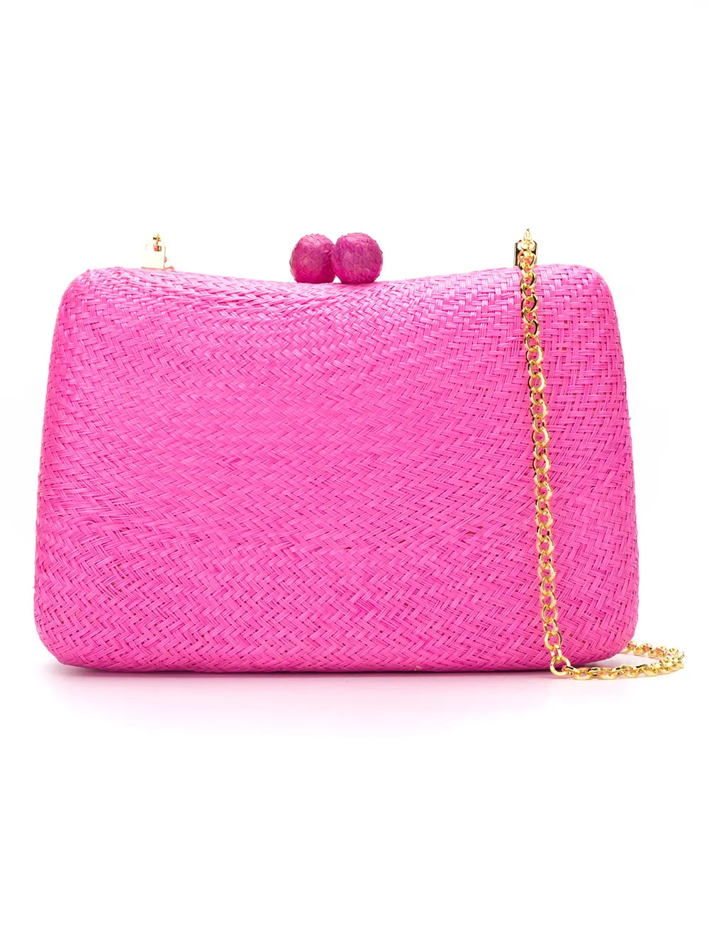 Serpui woven straw clutch - Pink | FarFetch Global
