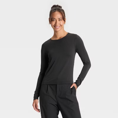 Women's Seamless Long Sleeve Top - All In Motion™ Black L | Target