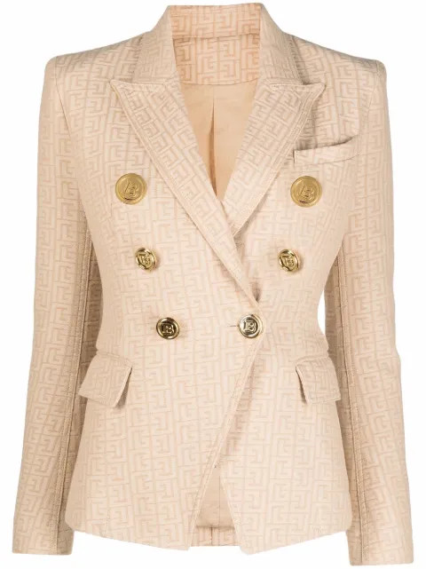 monogram-jacquard double-breasted blazer | Farfetch (CA)