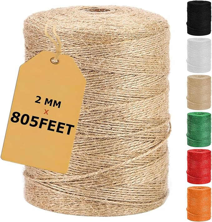 Vanhench 805FT Natural Jute Twine String, Bulk Hemp Jute Rope Cord Twine for Crafts Gardening, Gi... | Amazon (US)