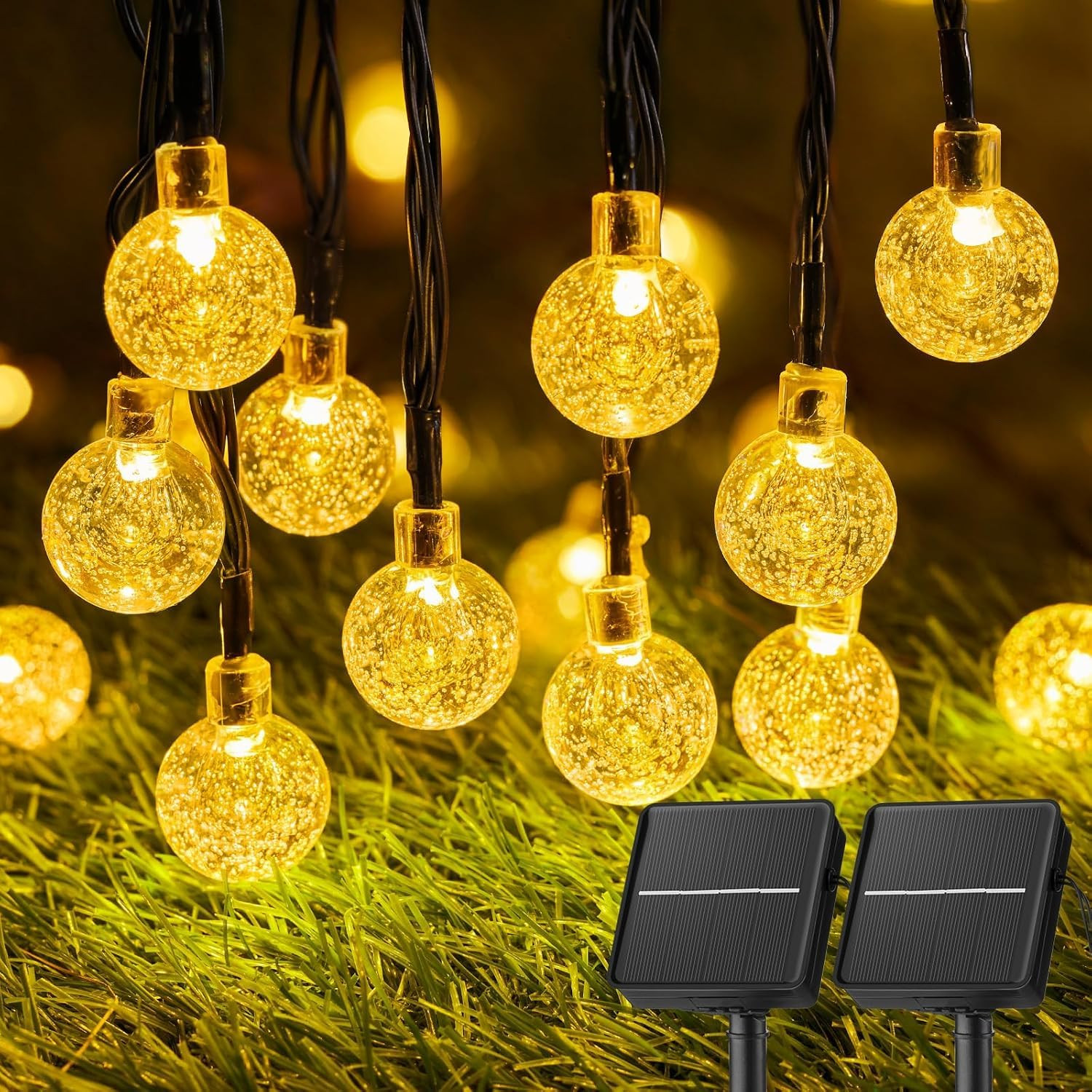 Solar String Lights Outdoor Waterproof, 2 Pack 60 LED 36.5 FT Each, Solar Powered Patio Lights wi... | Amazon (US)