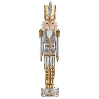 Haute Decor 37 in. Gold and Silver Christmas Nutcracker DCGD0010 - The Home Depot | The Home Depot
