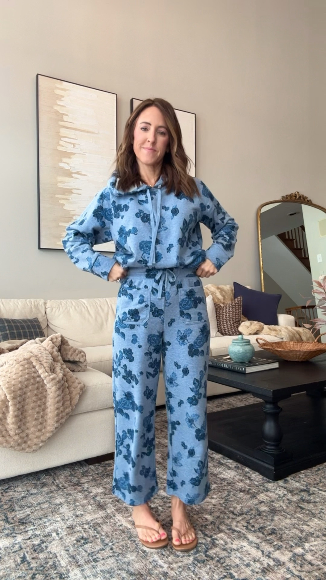 Fun floral. Matching set in a lightweight, soft terry material. Spring style. Vacation outfit. Coffee run. 
Small in both 
Necklace / code: twopeasinablog 

#LTKValentine #LTKSeasonal #LTKmomlife