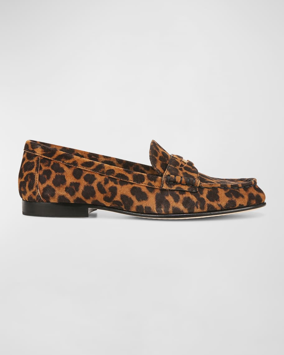 Leopard Flat Penny Loafers | Neiman Marcus