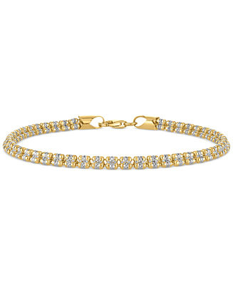 Men's Diamond-Cut Ice Chain Bracelet in 14k Gold Over Sterling Silver | Macy's