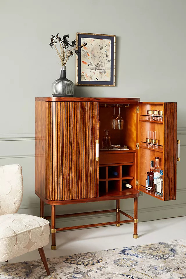 Deluxe Tamboured Bar Cabinet | Anthropologie (US)