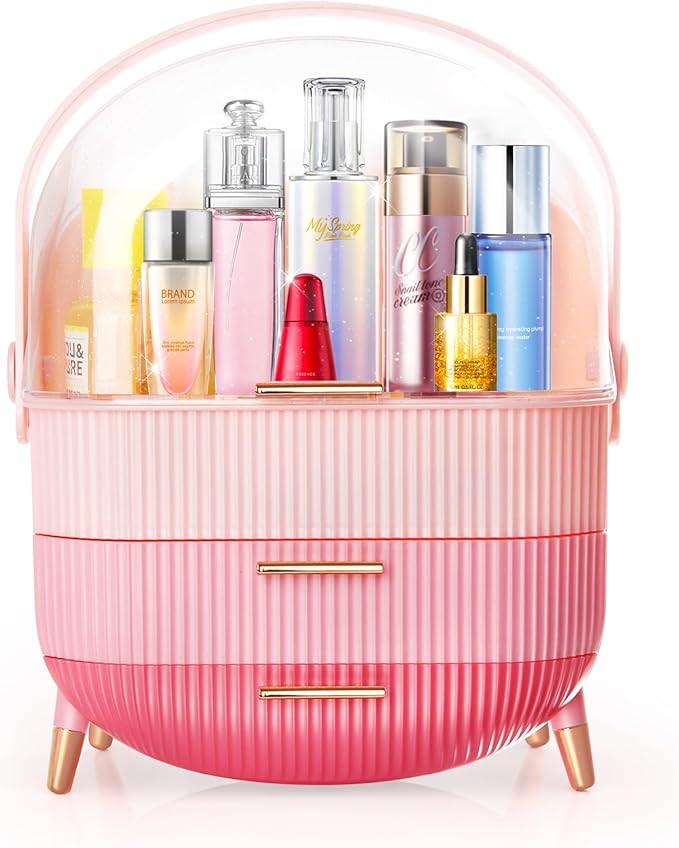 MASSY Egg Shape(Oval) Makeup Storage Box, Countertop Portable Vanity Cosmetics Organizer Preppy | Amazon (US)