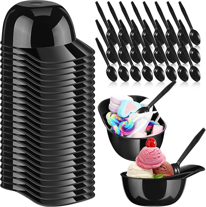 24 Count Summer Baseball Helmet Snack Ice Cream Bowl 24 Pcs Disposable Taster Spoons 8 oz Mini Su... | Amazon (US)
