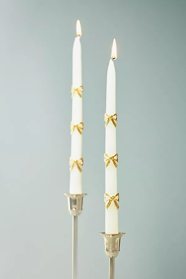 Gold Bow Taper Candles, Set of 2 | Anthropologie (US)
