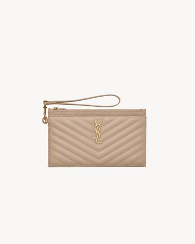 cassandre matelassé large zipped pouch in grain de poudre embossed leather | Saint Laurent Inc. (Global)