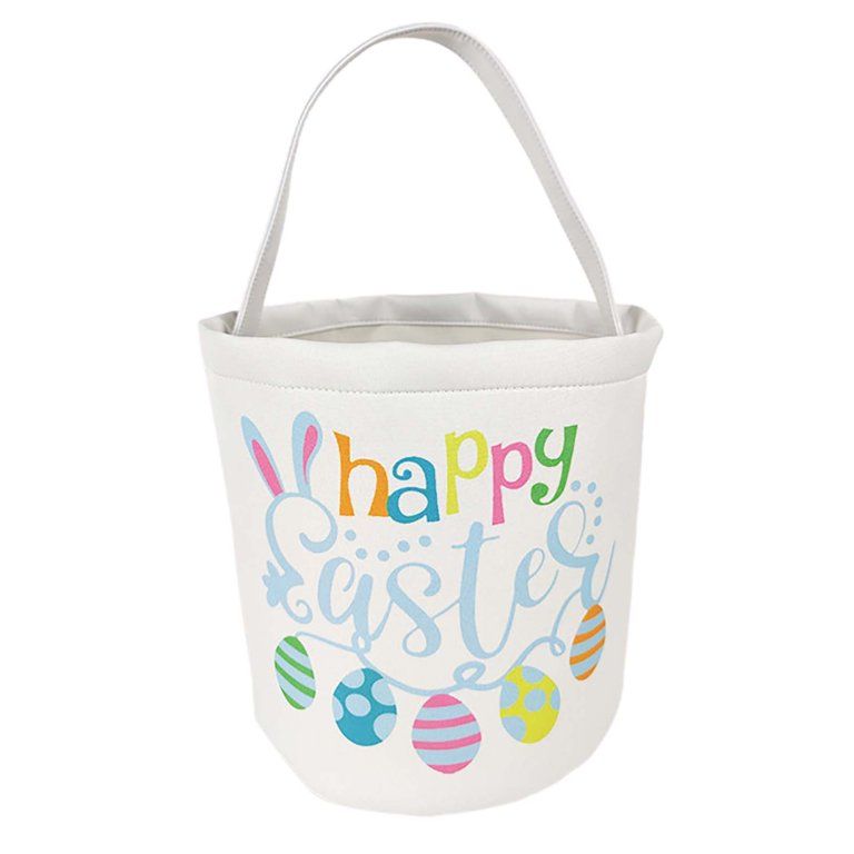 Jpgif Easter Basket Holiday Rabbit Bunny Printed Canvas Gift Carry Candy Bag | Walmart (US)